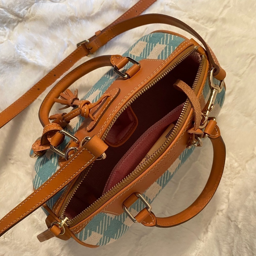 Vintage Dooney & Bourke Mini Domed Tassel Satchel Gingham 9.5”W x 6.5”H X 5”D - Picture 12 of 15